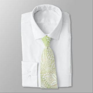 Touch of Green Floral Embroidered Look Neck Tie