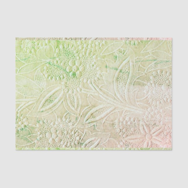 Touch of Green Floral Embroidered Look Tissue Paper (Front)