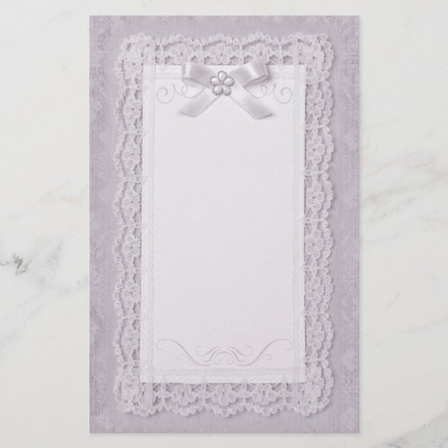 Touch of Lace - Lavender Stationery (Front)