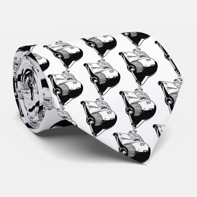 Touch of Nostalgia - Retro Rocketship Neck Tie (Rolled)