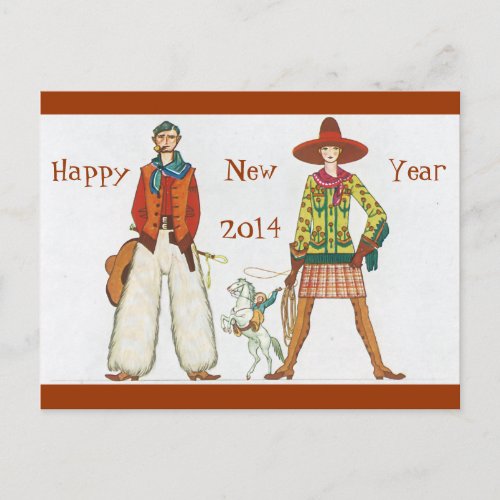 Touch of Old West New Year Holiday Postcard