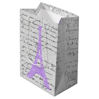 Touch of Purple Eiffel Tower Medium Gift Bag