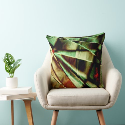 Touch of Red  Green Art Lumbar Pillow