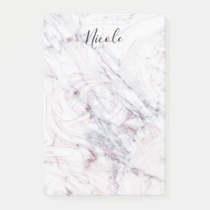Touch of Rose White & Gray Marble Trendy Chic Post-it Notes