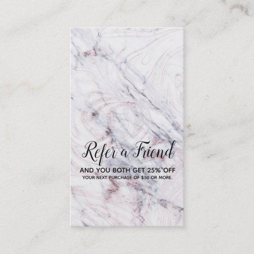 Touch of Rose White  Grey Marble Refer a Friend Referral Card