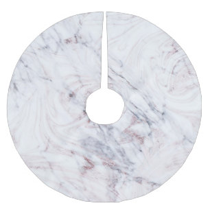Touch of Rose White & Grey Marble Swirl Chic Brushed Polyester Tree Skirt