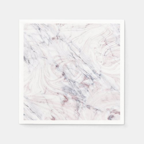 Touch of Rose White  Grey Marble Swirl Chic Party Napkins