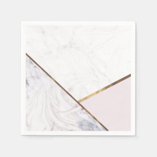 Touch of Rose White & Grey Marble Swirl Chic Party Napkins