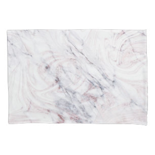 Touch of Rose White & Grey Marble Swirl Chic Pillow Case