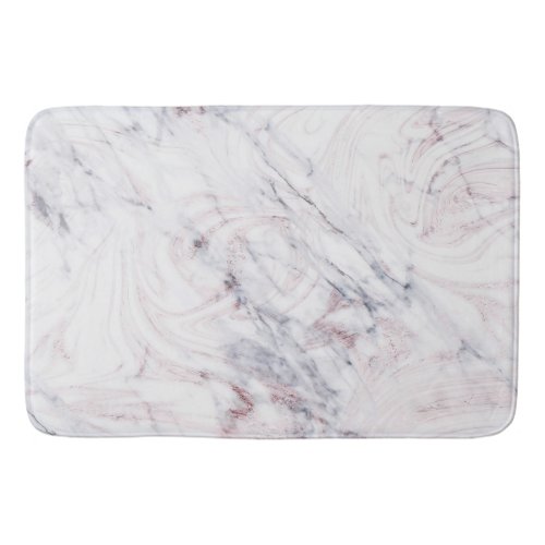 Touch of Rose White Grey Marble Swirl Chic Trendy Bathroom Mat