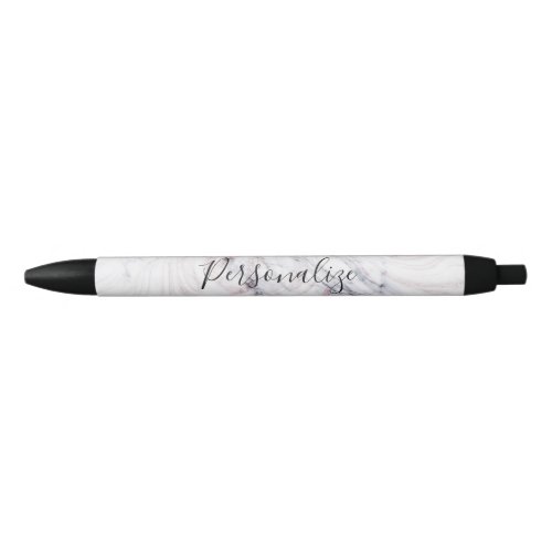 Touch of Rose White Grey Marble Swirl Chic Trendy Blue Ink Pen
