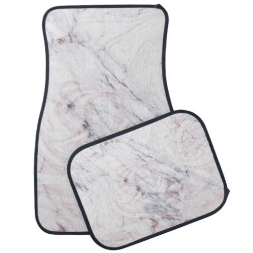 Touch of Rose White Grey Marble Swirl Chic Trendy Car Mat