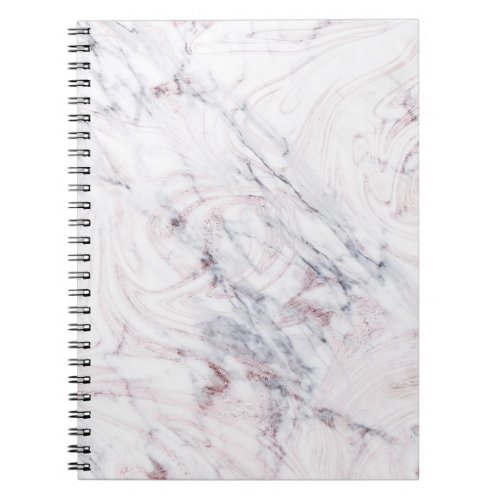 Touch of Rose White Grey Marble Swirl Chic Trendy Notebook