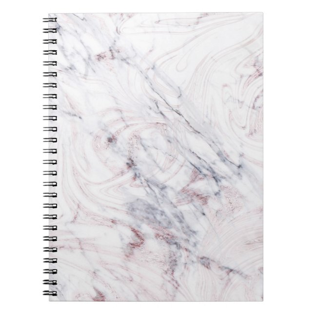 Touch of Rose White Grey Marble Swirl Chic Trendy Notebook (Front)