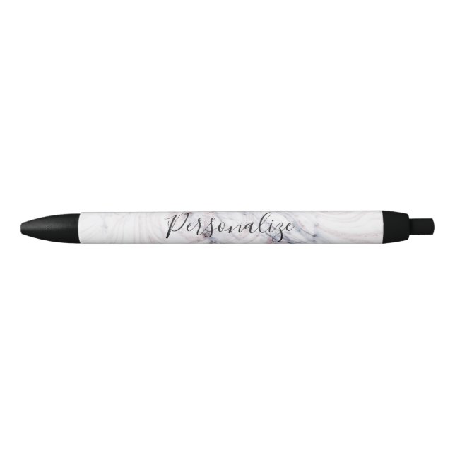 Touch of Rose White Grey Marble Swirl Chic Trendy Pen (Front)