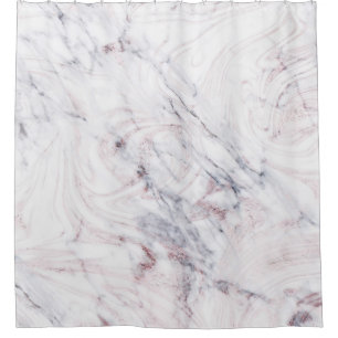 Touch of Rose White Grey Marble Swirl Chic Trendy Shower Curtain
