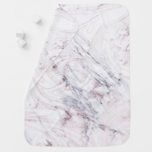 Touch of Rose White Grey Marble Swirl Chic Trendy Swaddle Blanket