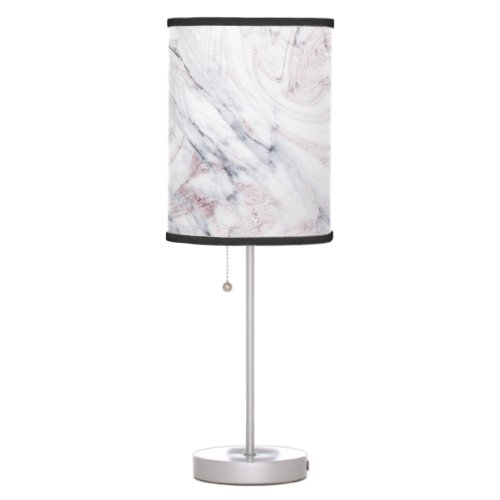 Touch of Rose White Grey Marble Swirl Chic Trendy Table Lamp