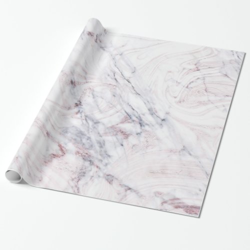 Touch of Rose White Grey Marble Swirl Chic Trendy Wrapping Paper
