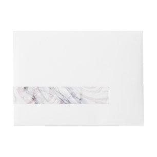 Touch of Rose White & Grey Marble Swirl Chic Wrap Around Address Label