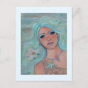 Touch of spring mermaid postcard by Renee Lavoie