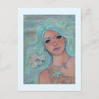 Touch of spring mermaid postcard by Renee Lavoie