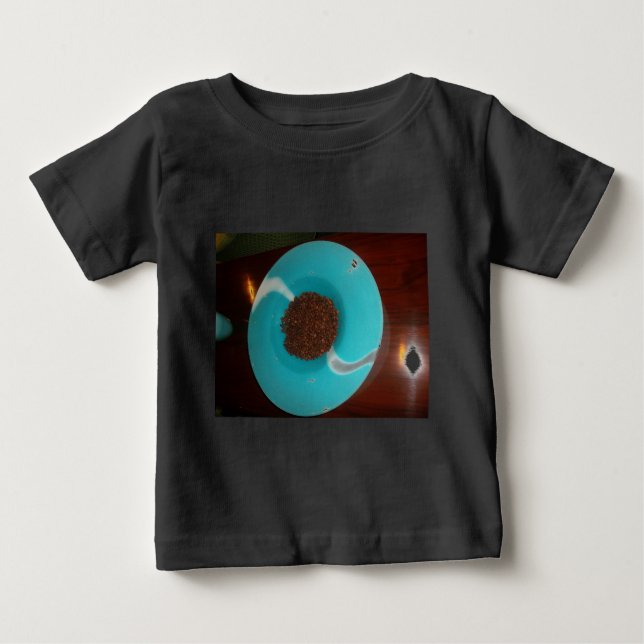 Touch of the Sea: A Cyan Bowl of Coffee Baby T-Shirt (Front)