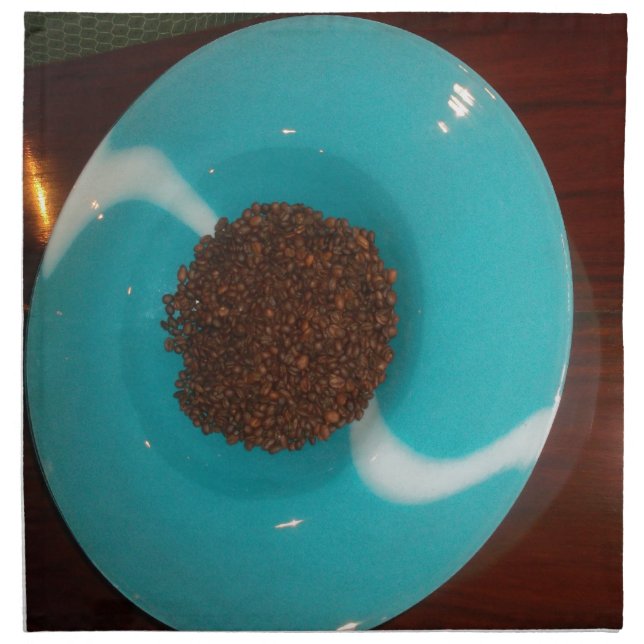Touch of the Sea: A Cyan Bowl of Coffee Cloth Napkin (Front)
