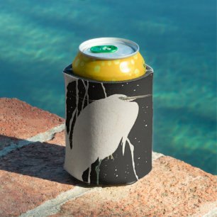 Touch of Timeless Japanese Elegance Heron in Snow Can Cooler