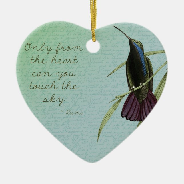 Touch the Sky Hummingbird Ceramic Ornament (Front)