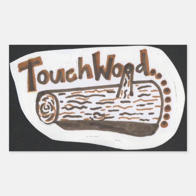 Touch Wood Rectangular Sticker (Front)