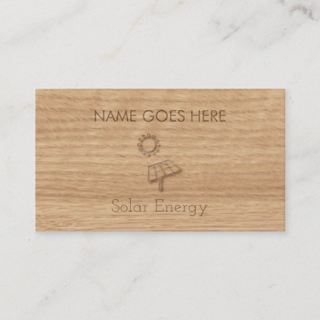 "Touch Wood" Solar Energy Business Cards (Front)