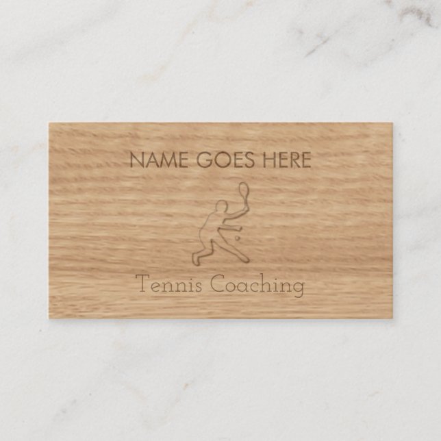 "Touch Wood" Tennis Coaching Business Cards (Front)