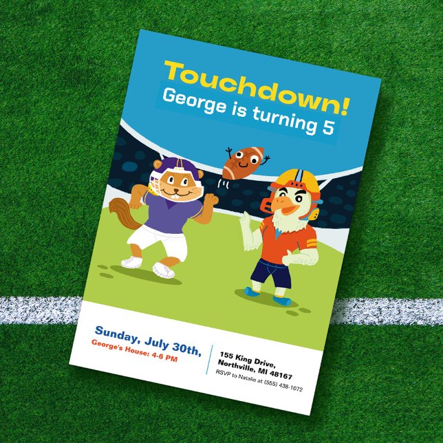 Touchdown American Football Kids Birthday Invitation (Creator Uploaded)