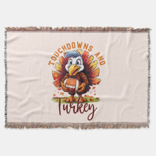 Touchdown and Turkey Thanksgiving Throw Blanket