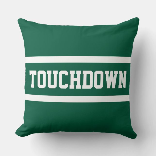 TOUCHDOWN Athletic Hunter Green White Stripes Throw Pillow (Front)
