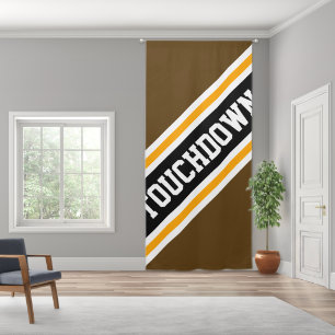 TOUCHDOWN Brown Black Orange Football Stripes Blackout Curtains