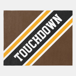 TOUCHDOWN Brown Black Orange Racing Stripes Outdoor Rug