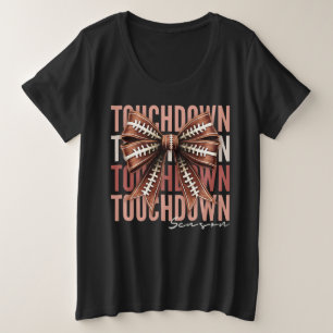 Touchdown Coquette Bow Football Season Plus Size T-Shirt