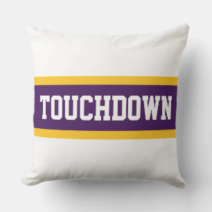 TOUCHDOWN Deep Purple Orange White Racing Stripes Outdoor Pillow