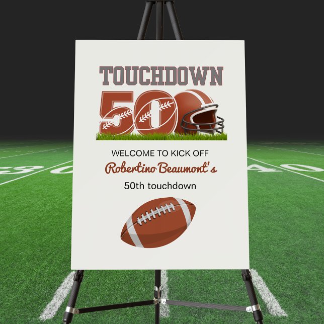 Touchdown Fifty Funny Football 50th Birthday Foam Board (Creator Uploaded)