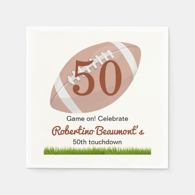 Touchdown Fifty Funny Football 50th Birthday Napkins (Front)