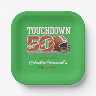 Touchdown Fifty Funny Football 50th Birthday Paper Plates