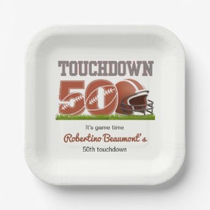 Touchdown Fifty Funny Football 50th Birthday Paper Plates