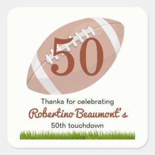 Touchdown Fifty Funny Football 50th Birthday Square Sticker