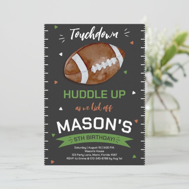 Touchdown Football Birthday Invitation (Standing Front)