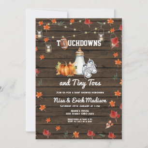 Touchdown Football Tiny Toes Pumpkin Baby Shower Invitation