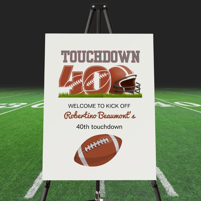 Touchdown Forty Funny Football 40th Birthday Foam Board (Creator Uploaded)