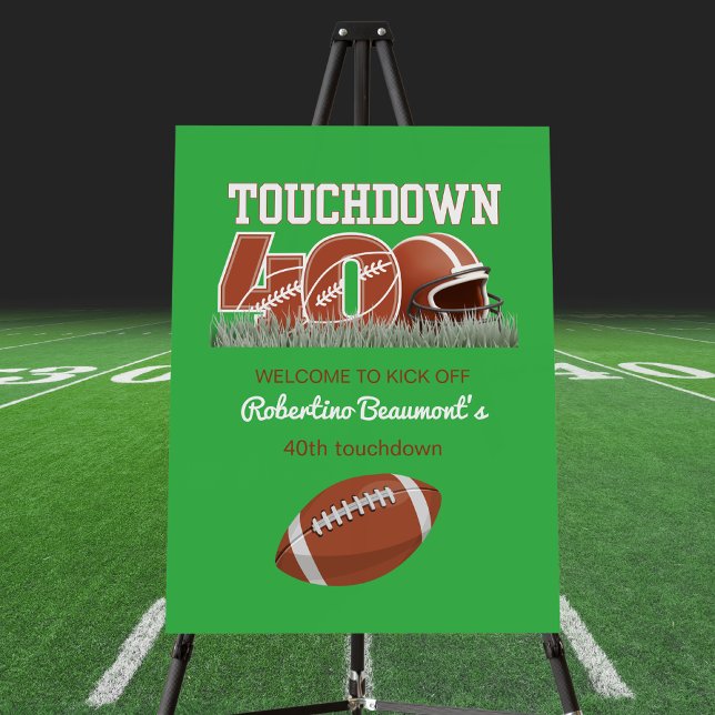 Touchdown Forty Funny Football 40th Birthday Foam Board (Creator Uploaded)