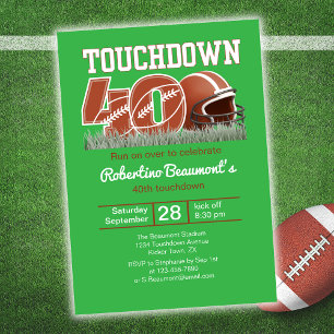 Touchdown Forty Funny Football 40th Birthday Invitation